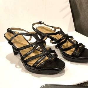 Naturalizer Women's Heel 7.5W Strappy Dress Black Platform NYE Party Women's